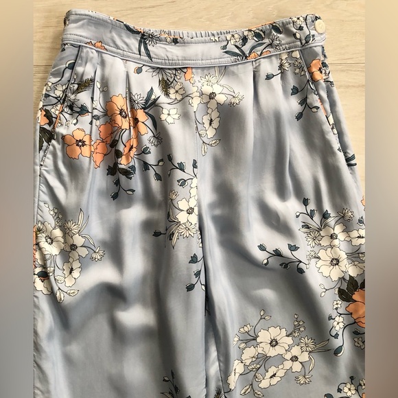 J. Crew Garden Floral Sky Blue Silky High-rise Pocket Pants - Picture 12 of 16